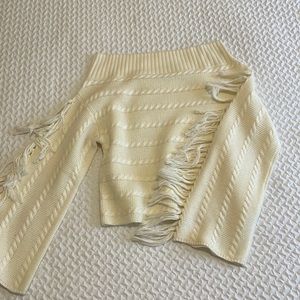 Lovers + friends off the should fringe sweater